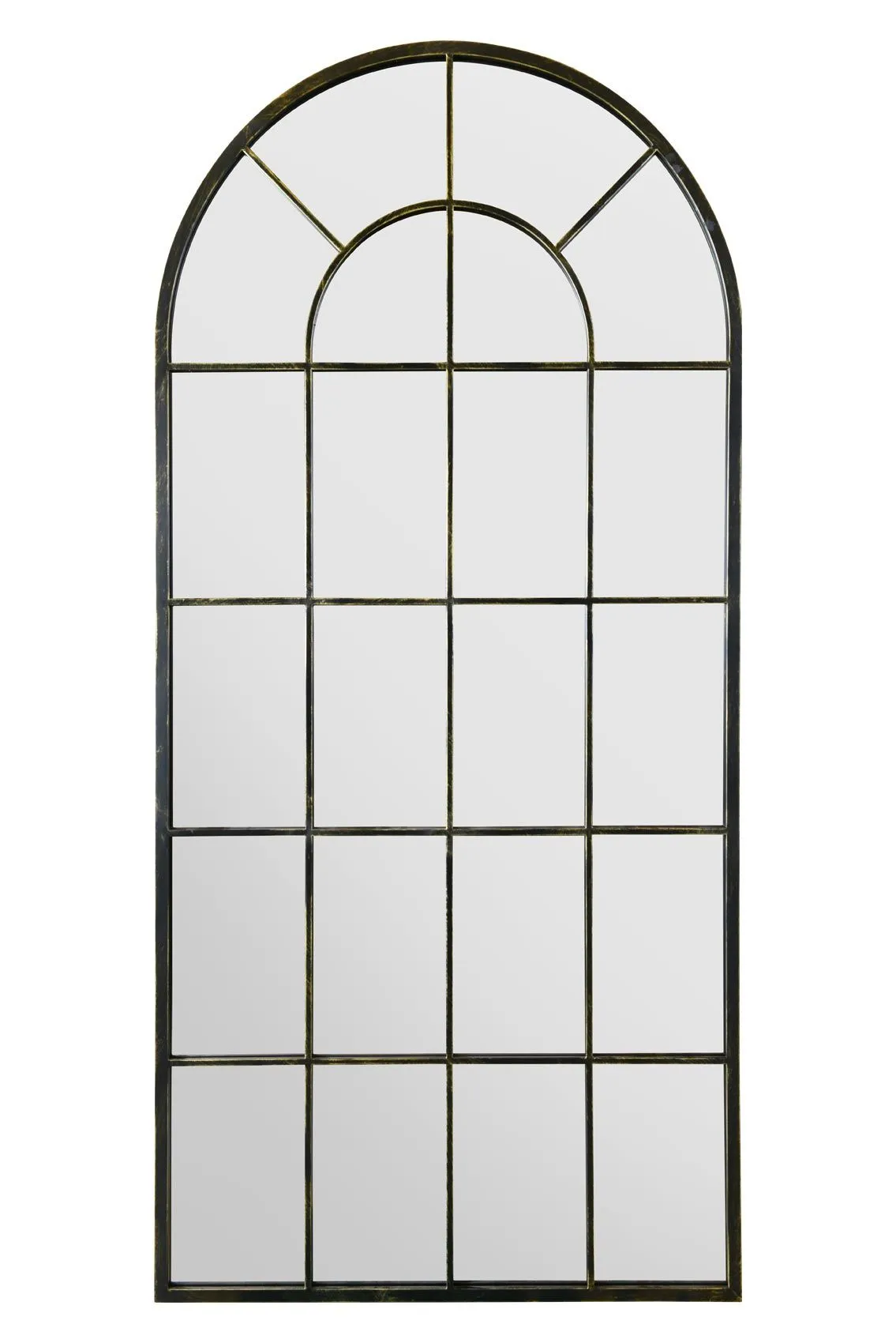 MirrorOutlet The Arcus - Antique Black Framed Arched Window Leaner/Wall Mirror 71" X 33.5" (180x85CM) 2