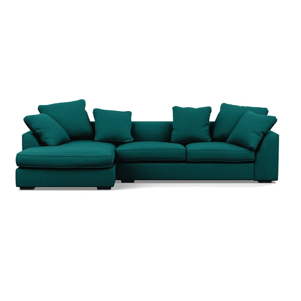 Heal's Cumulus Left Hand Facing Corner Sofa Brushed Cotton Pine Black Feet 1