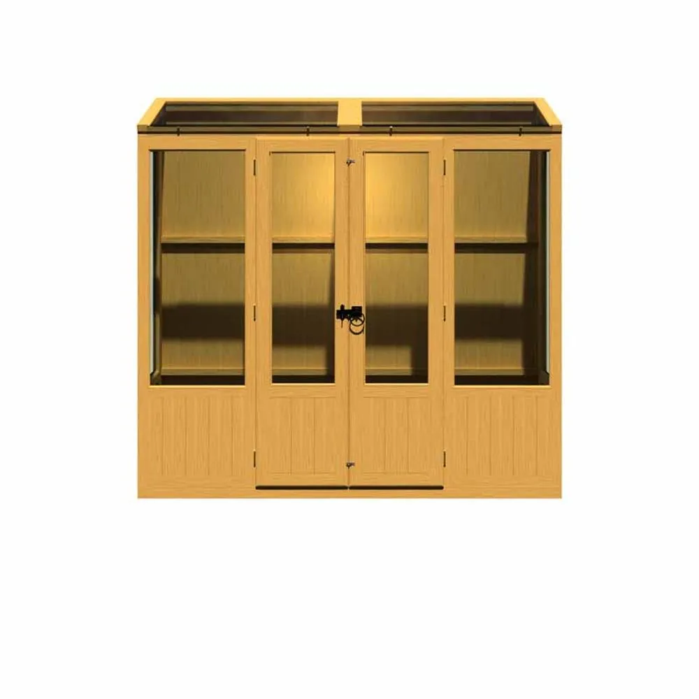 Shires Holme 7 x 2 Double Door Greenhouse - Timber - L59 x W210 x H200.7 cm in Light Brown