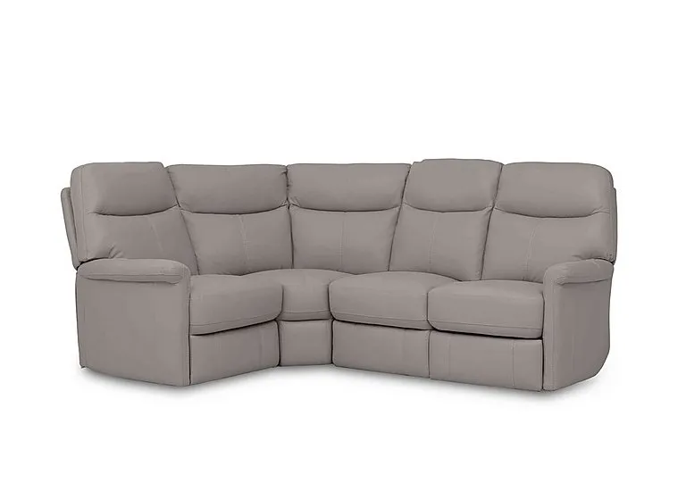 Compact Collection Lille Leather Left Hand Facing Corner Sofa - Silver Grey