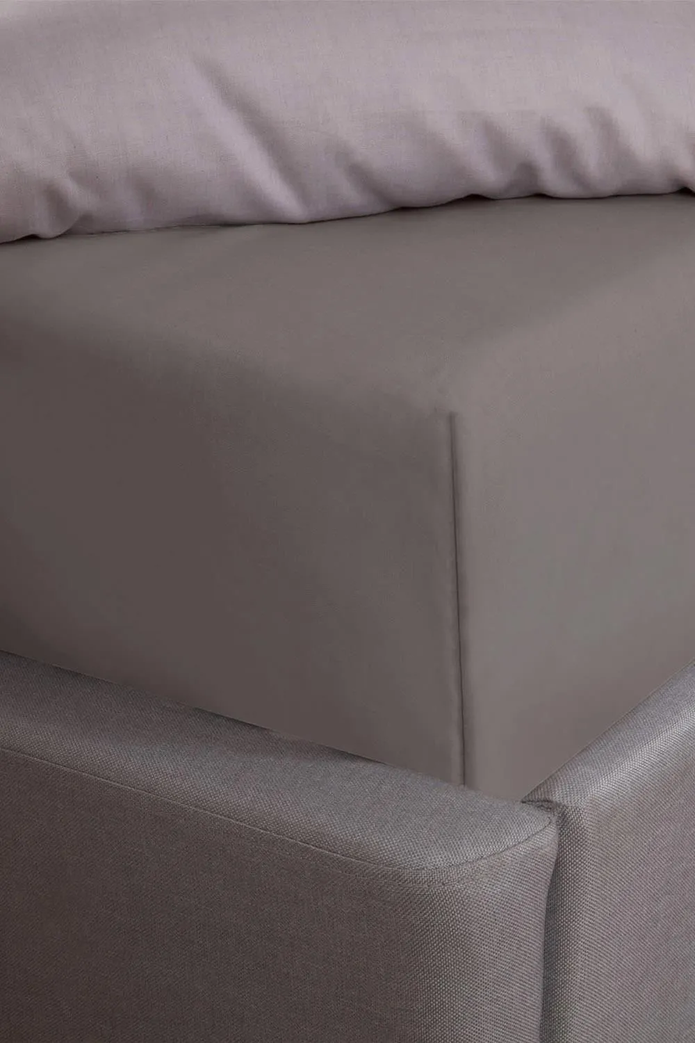 OHS Luxury Plain Dyed Cotton 30cm Deep Fitted Bed Sheet in Grey | Size: Single Fitted