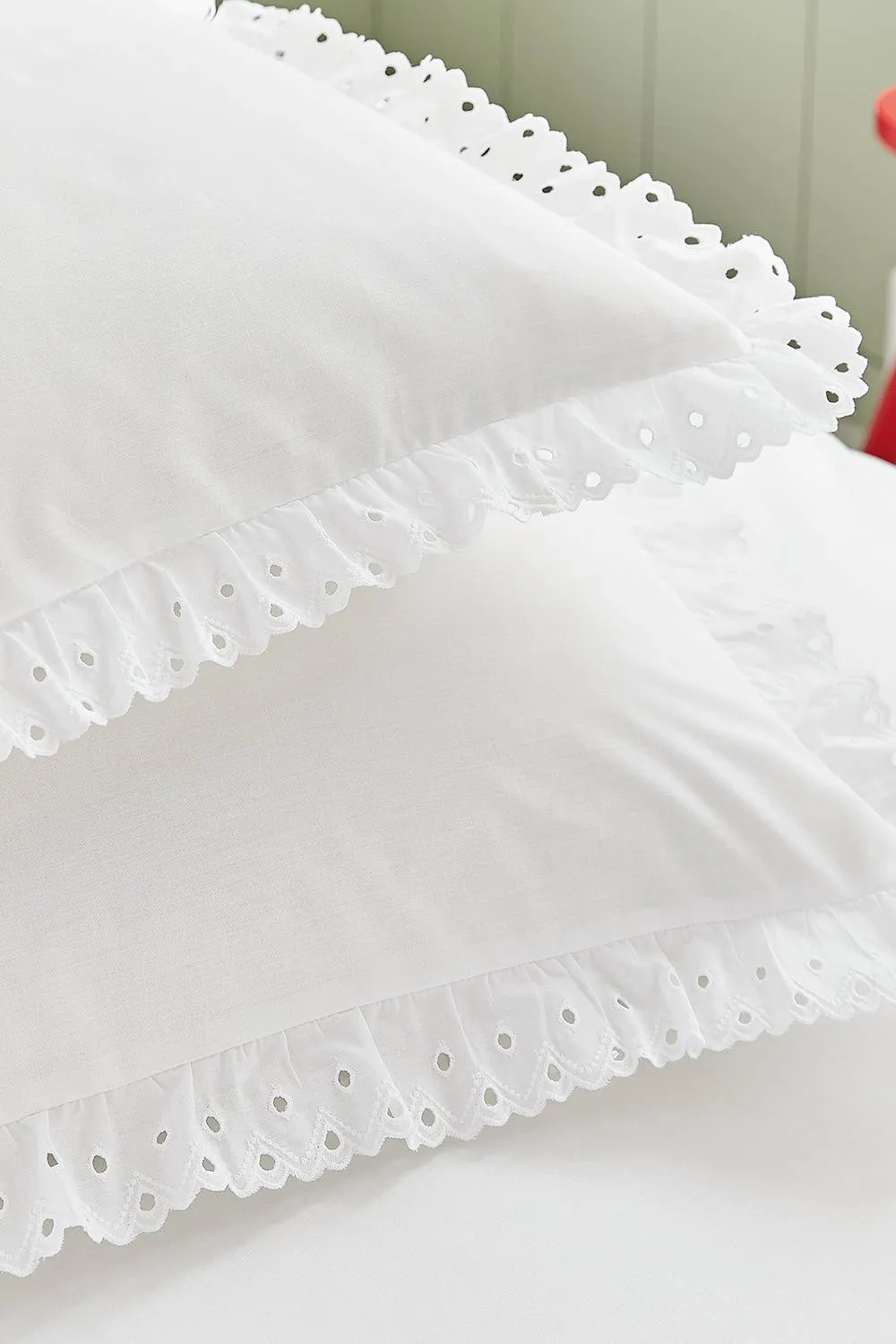 Helena Springfield 'Clara Embroidered Frill' Cotton Duvet Cover Set in White 6