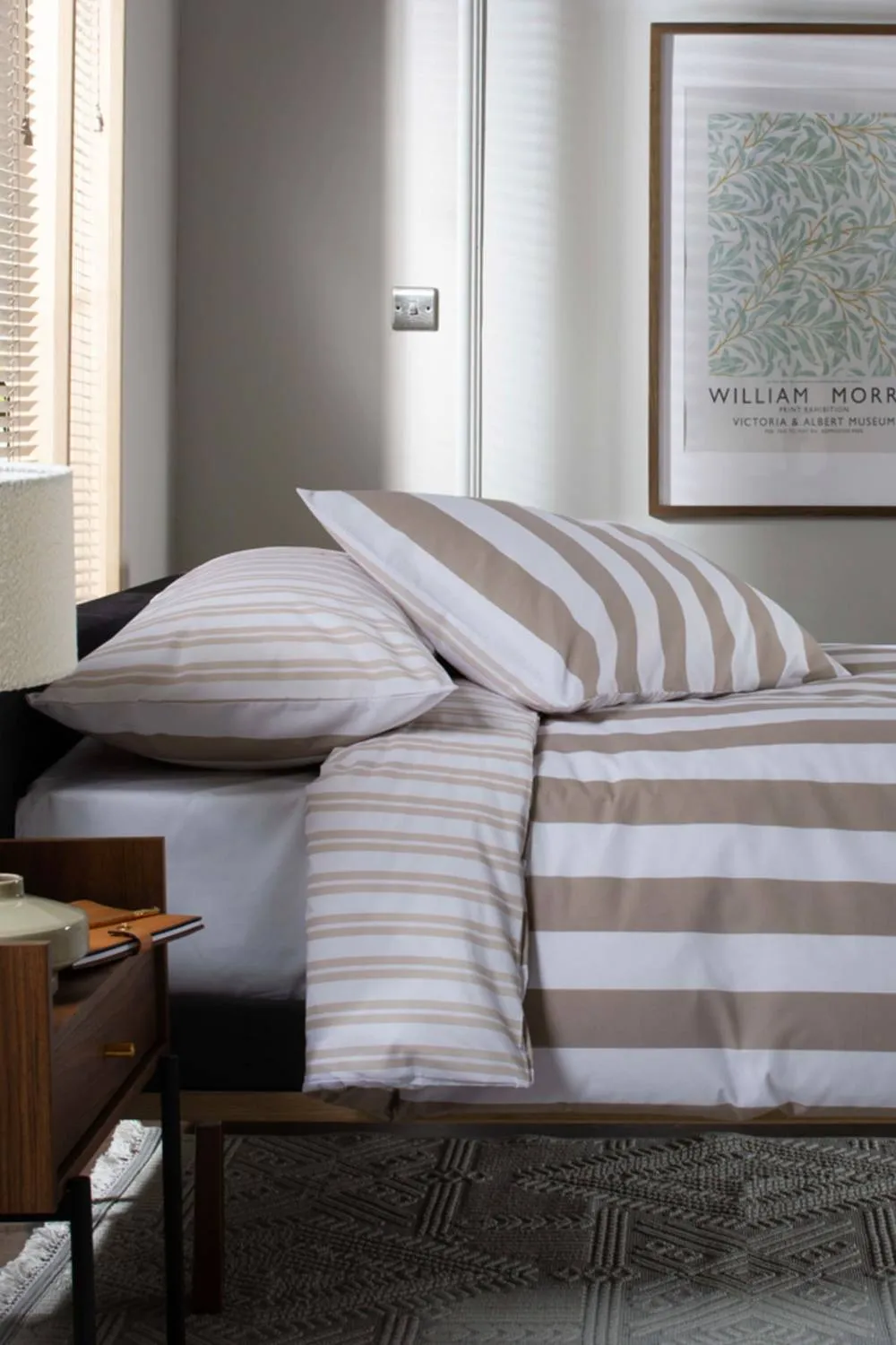 Deyongs High Point Stripe Easy Care Duvet Set in Natural 1