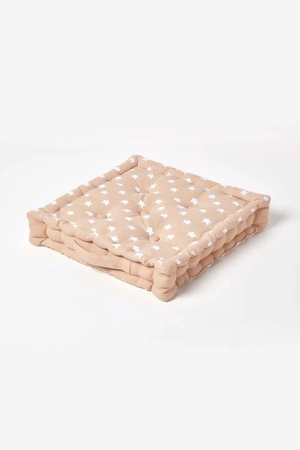 Homescapes Cotton Stars Floor Cushion in Beige 1