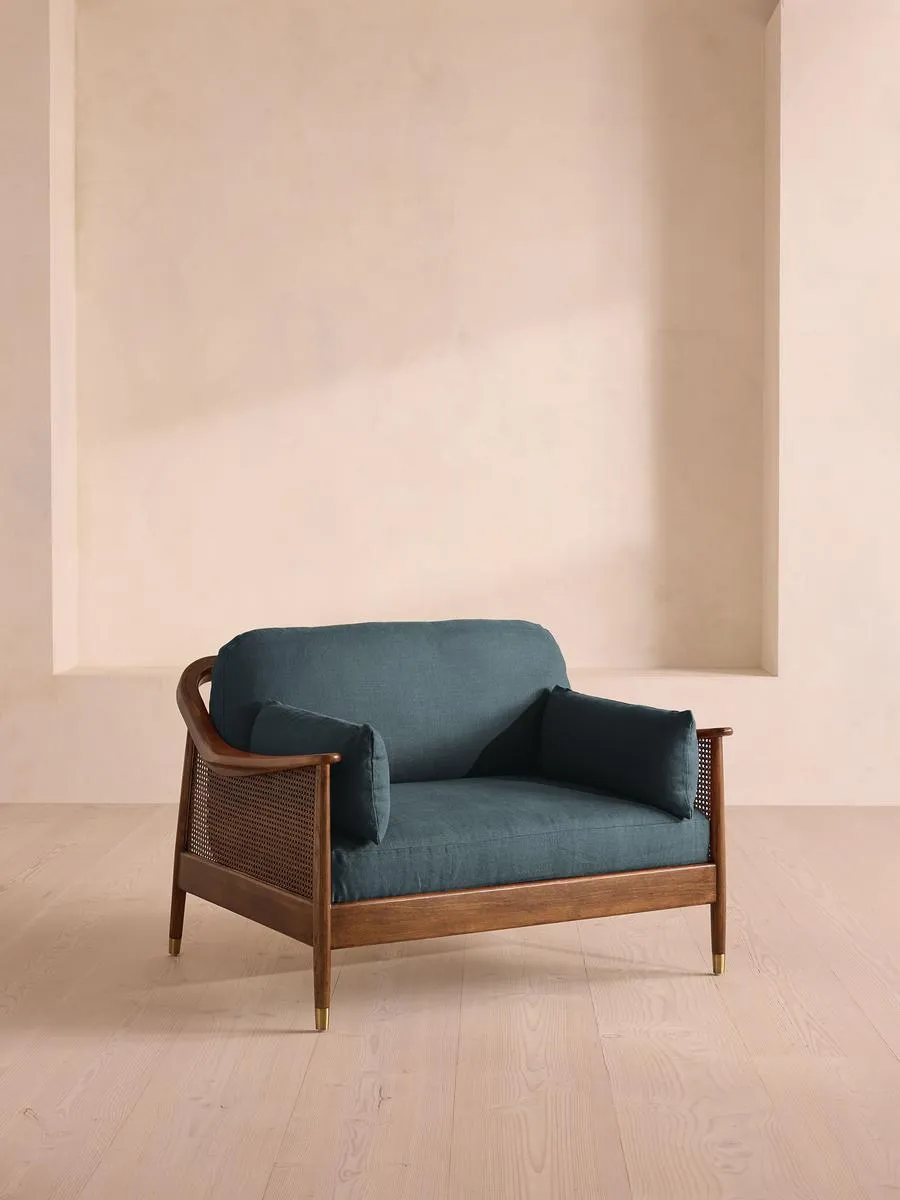Atlanta Loveseat, Linen, Prussian Blue