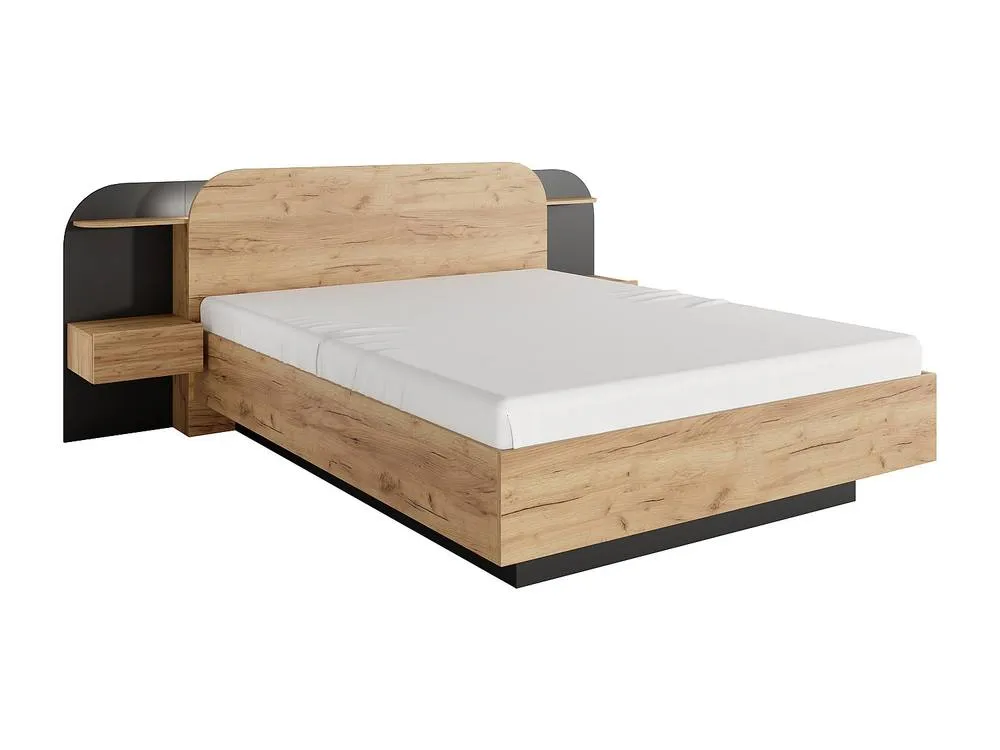 Vente-unique Bed With Bedside Tables 160 X 200 Cm - With Leds - Colours: Natural in Black 6