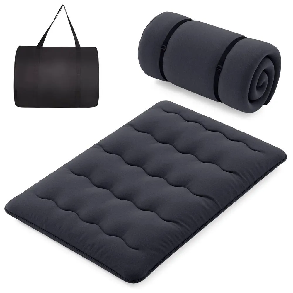 Costway King Size Japanese Floor Mattress Futon Mattress 190x135x10cm-Black in Dark Grey