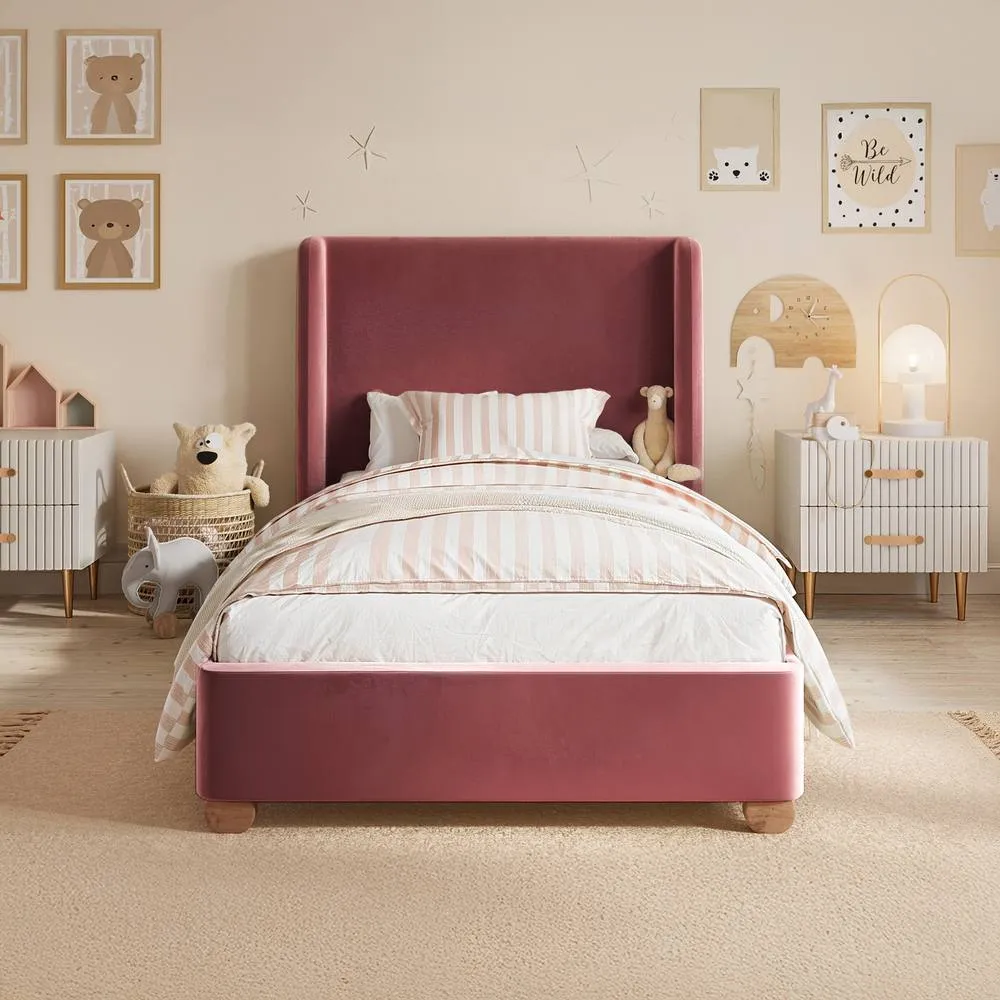 Flair Alma Single Winged Headboard Bed in Pink 2
