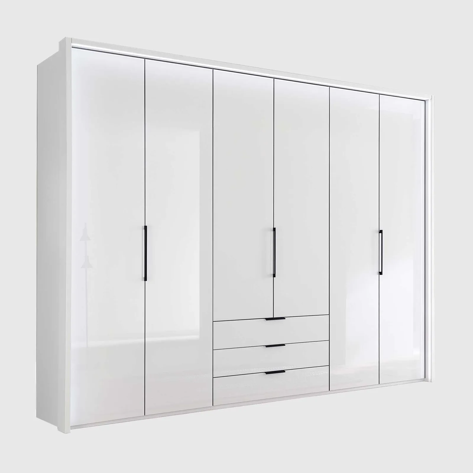 Templin 1000 6 Doors Combi Wardrobe W300X236X58Cm, White Wood | Barker & Stonehouse
