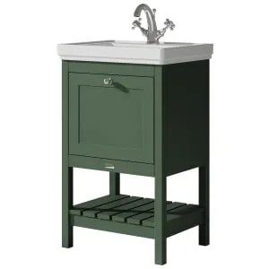 Bayswater Hartleigh Hunter Green Traditional Freestanding Vanity Unit & 1 Tap Hole White Recessed Basin - 500mm 2