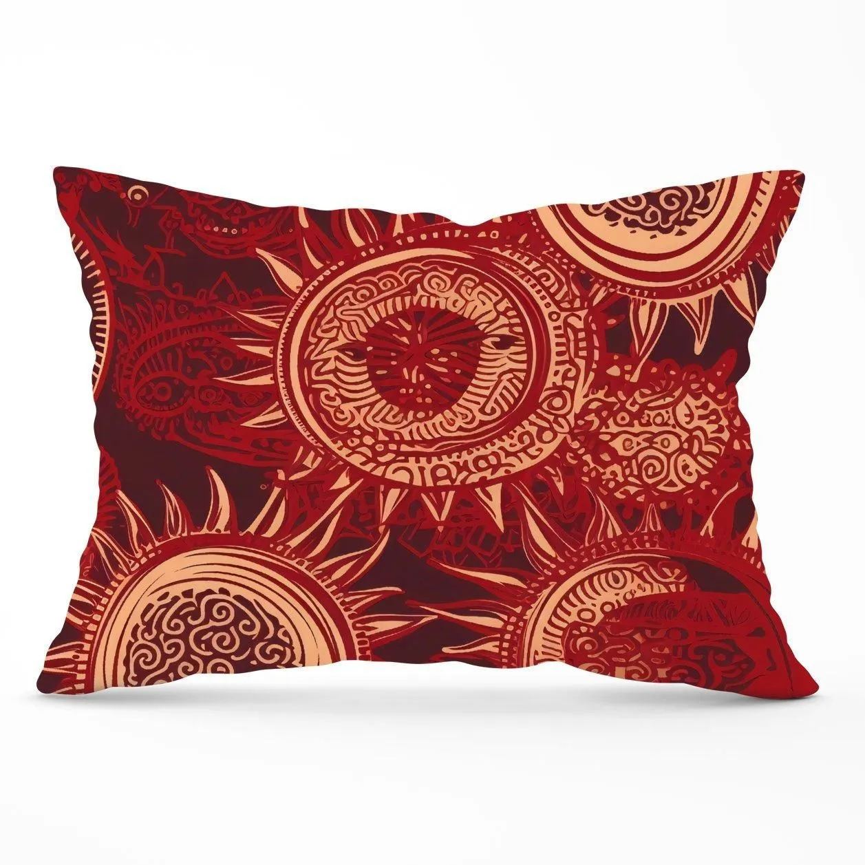Warren Reed - Designer Abstract Red Moon & Sun Cushions