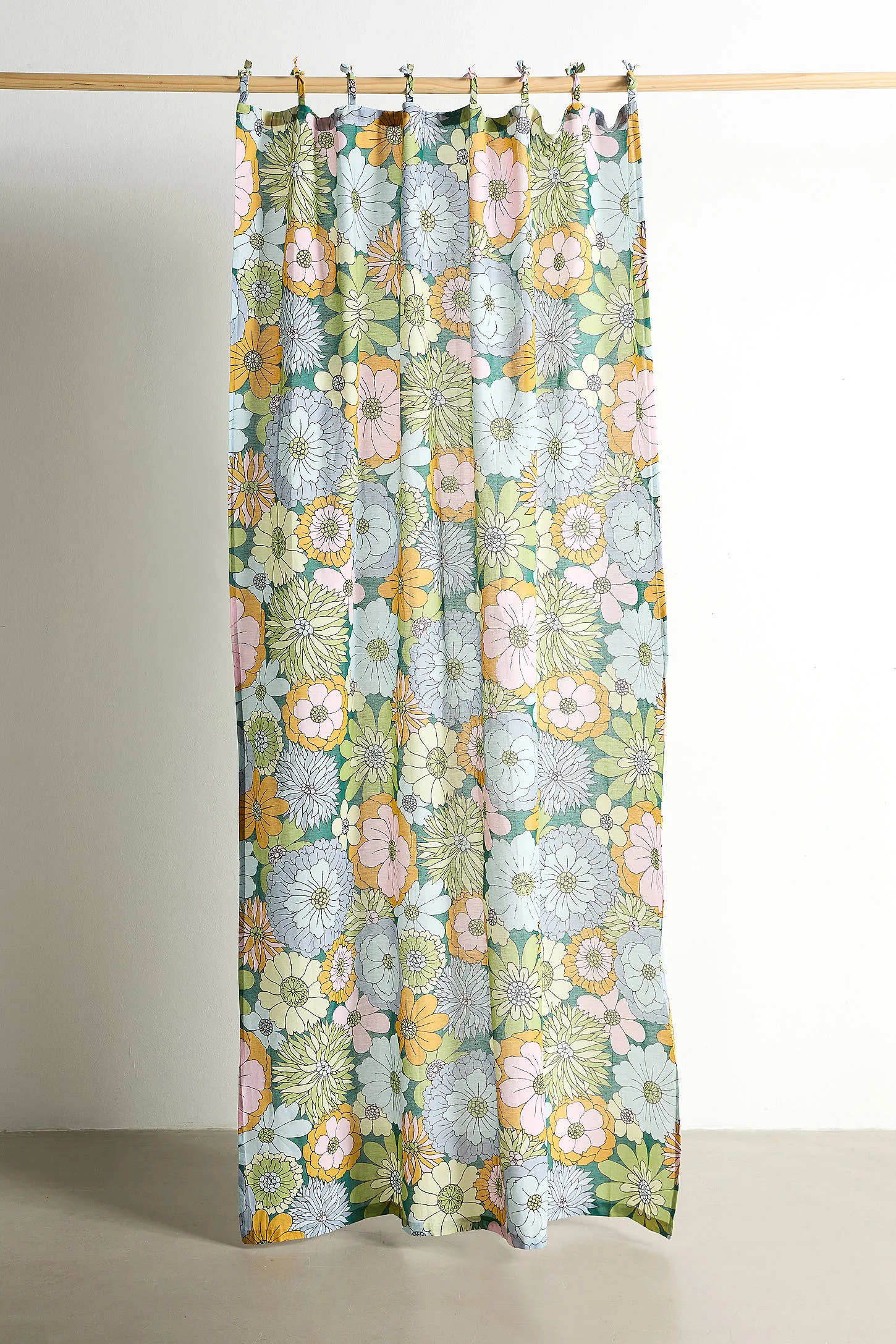 Green Vera Floral Curtain - Green