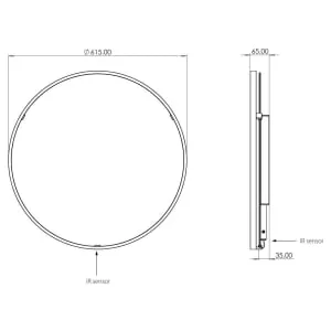 Sensio Kuto Circular Floating Edge Matt Black Round LED Mirror - 600mm 2
