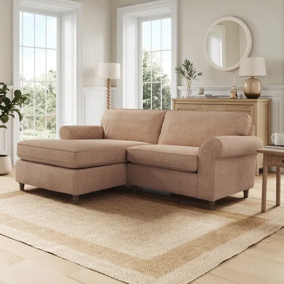 Flori Tonal Plush Chenille Corner Chaise Sofa 1