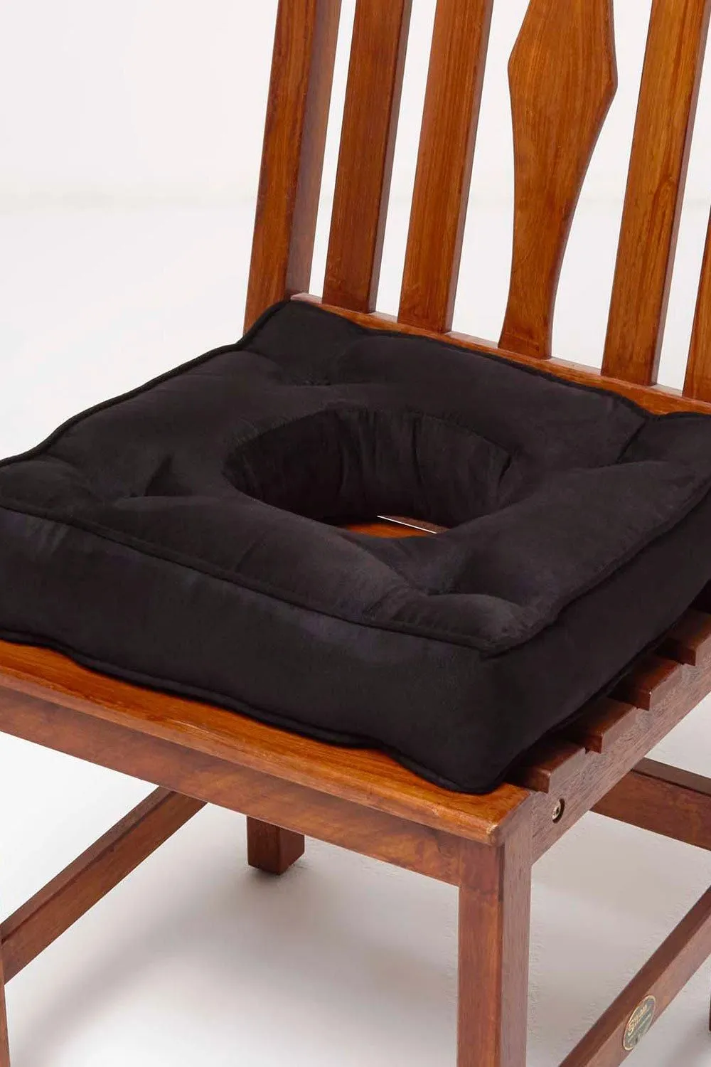 Homescapes Faux Suede Coccyx Cushion with Ties in Black