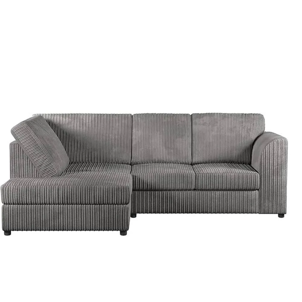 Bliss Furniture Jumbo Cord High Back Left Hand 4 Seater Corner Sofa in Grey