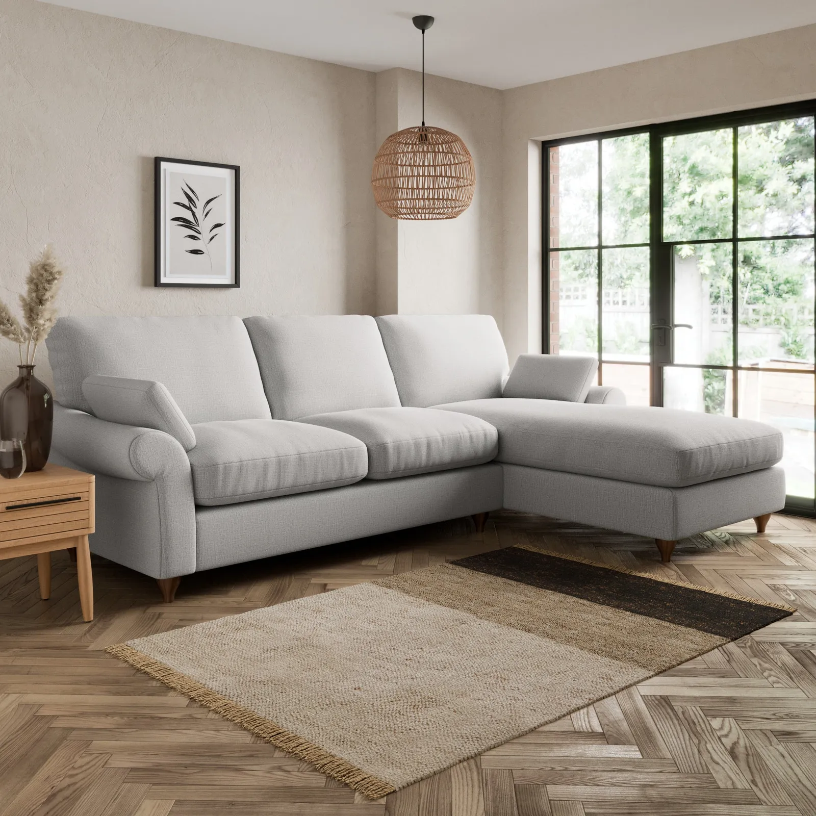 Salisbury Textured Weave Right Hand Corner Sofa Silver