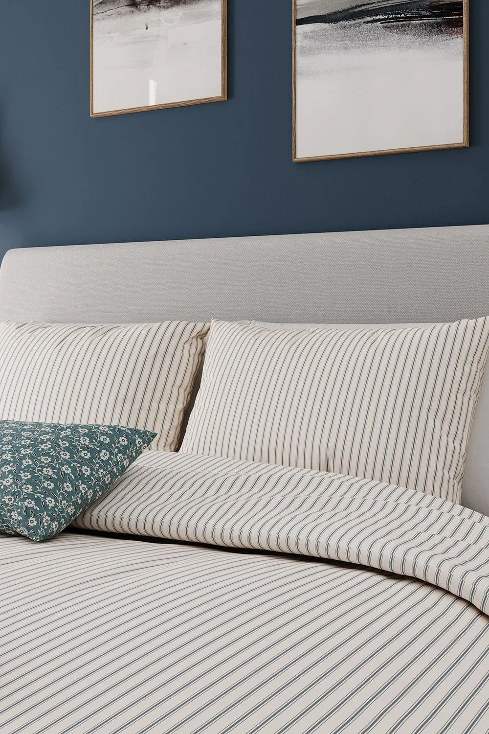 Helena Springfield 'Ticking Stripe' Cotton Duvet Cover Set in Teal 2