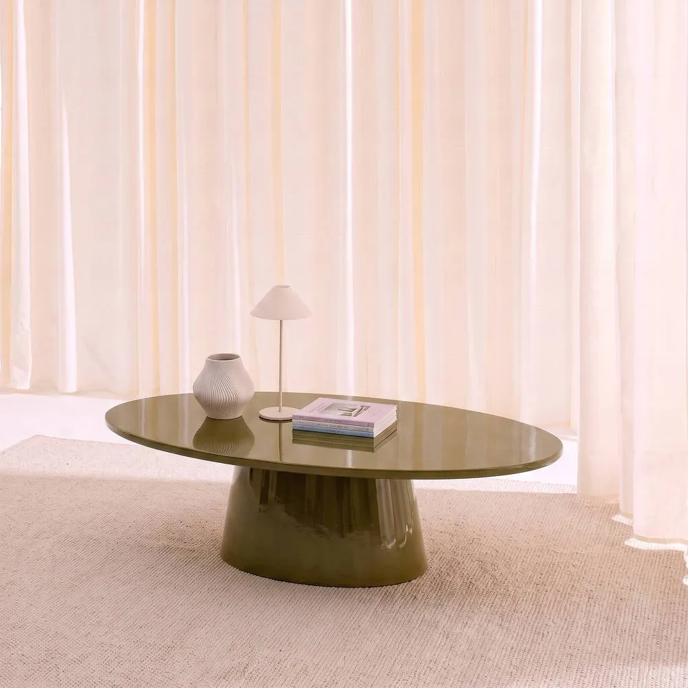sweeek Oval coffee table with glossy finish in Khaki 4