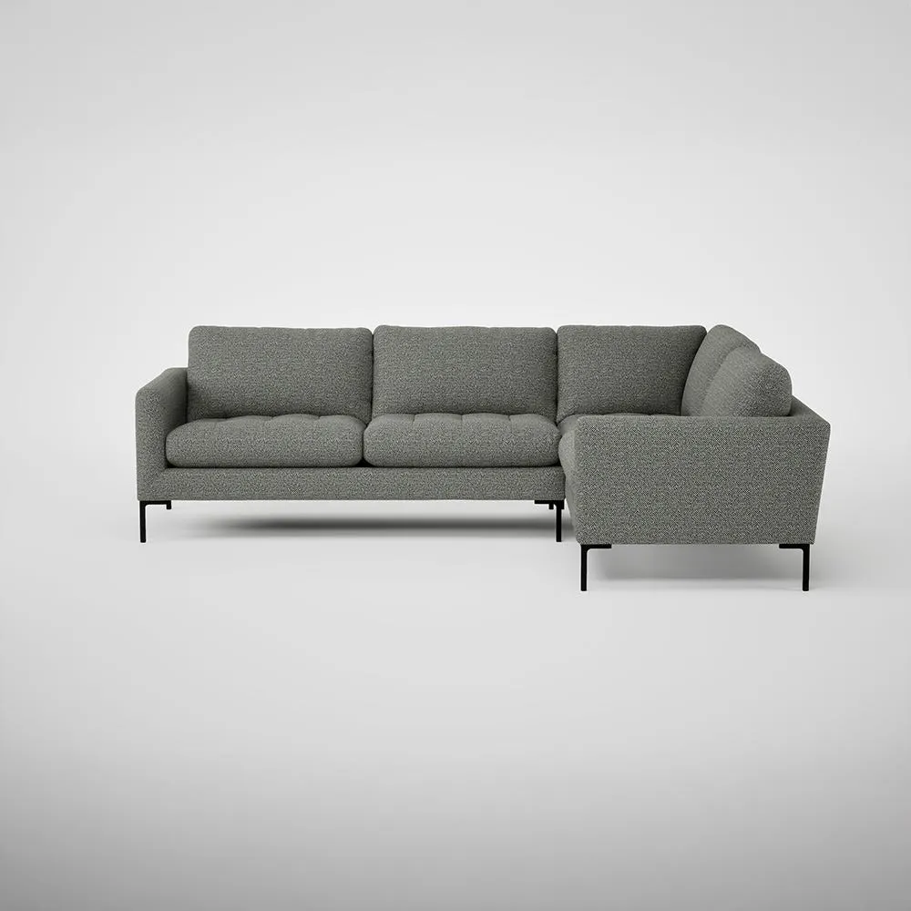 Heal's Eton Right Hand Facing Corner Sofa Boucle Tweed Lapis Black Feet 1
