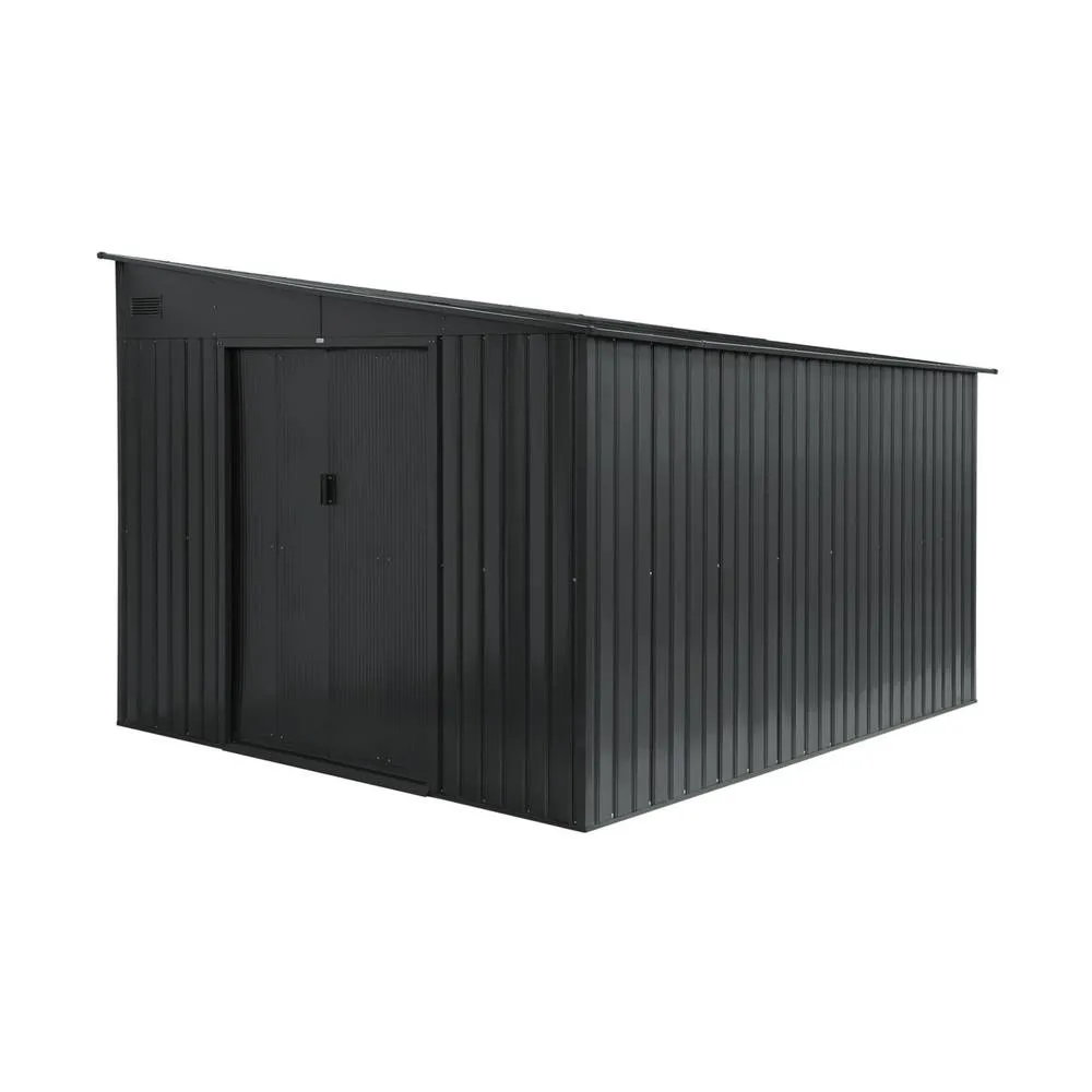 sweeek Steel garden shed 8.96m² with anchoring kit in Dark Grey
