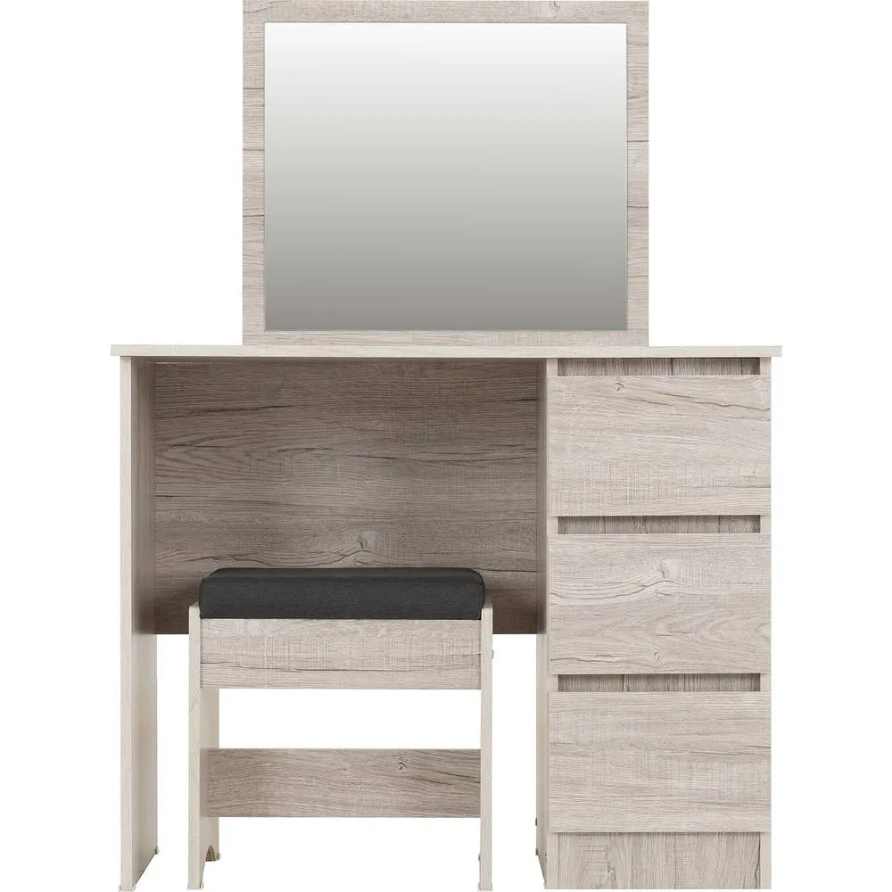 Seconique Malvern 3 Drawer Dressing Table Set - Urban Snow in Light Grey 4