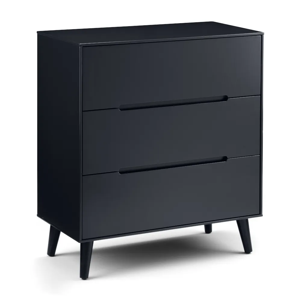 Alicia - 3 Drawer Chest - Grey - Wooden - Happy Beds