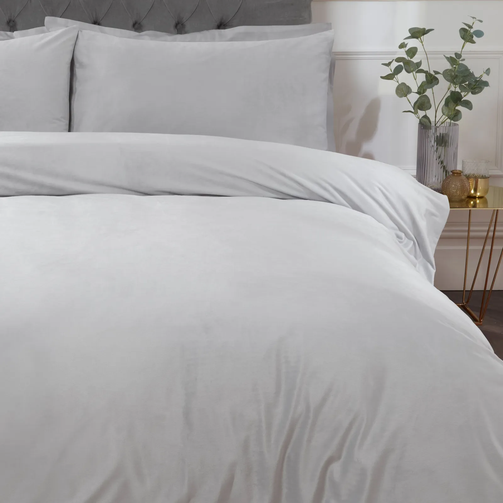 Smart LivingSingle Matt Velvet Duvet Set - SIlver, Silver 2