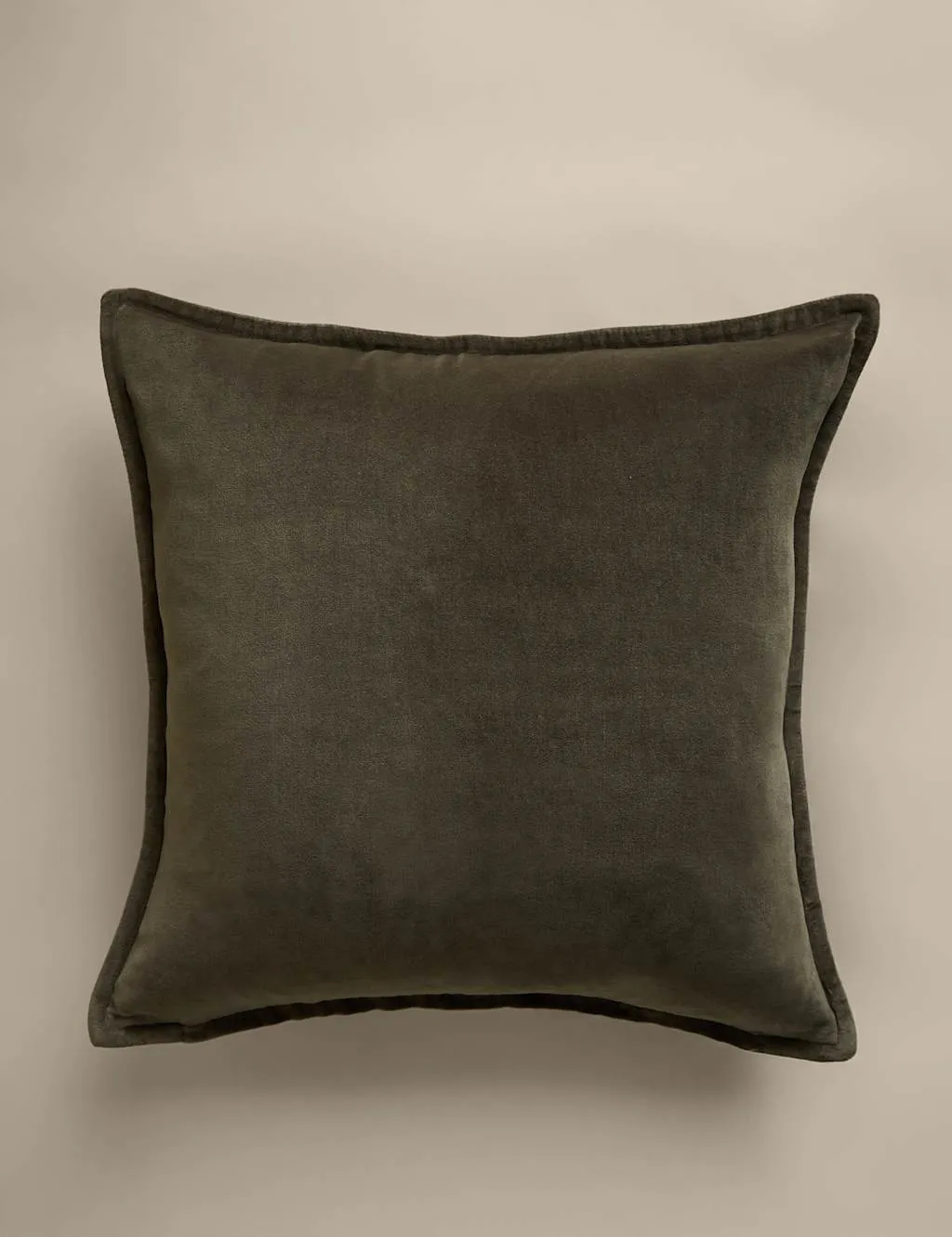 M&S Pure Cotton Velvet Cushion Cover Dusty Green