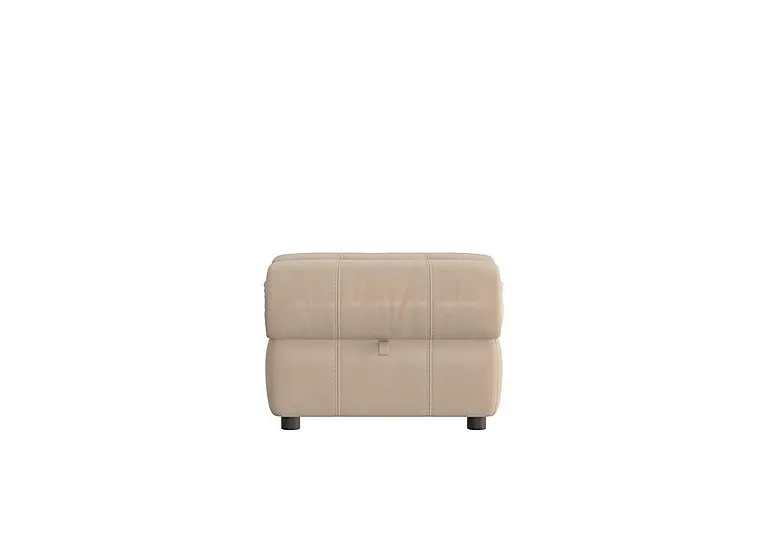 Link Leather Footstool - BV Pebble