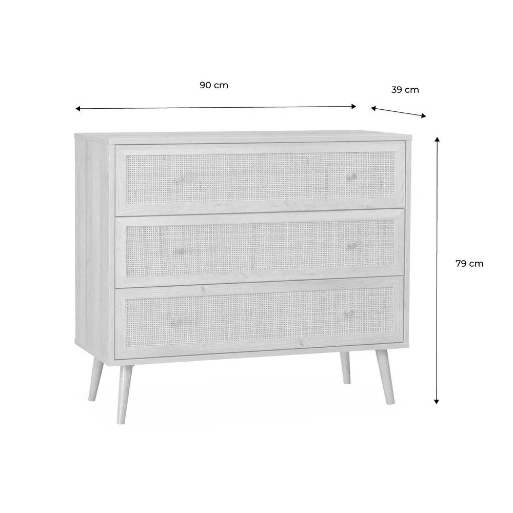 sweeek 3-drawer Chest With Wood & Cane Effect in Light Brown 5