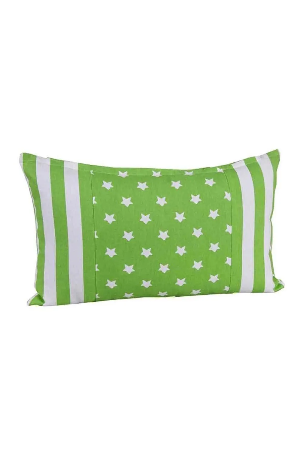 Homescapes Cotton Green Stripe Border & Stars Cushion Cover 2