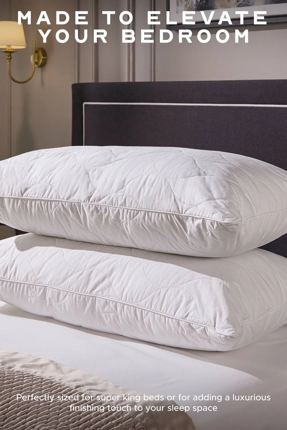 Snuggledown 2 Pack Hotel Luxury Cotton Quilted Kingsize Firm Side Sleeper Pillow in White 4