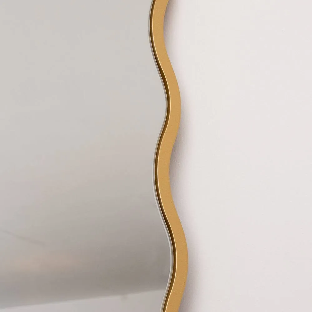 Melody Maison Gold Full Length Wavy Mirror - 70cm X 165cm 3