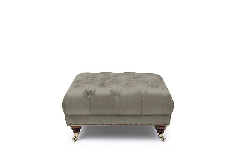 Shackleton Leather Square Footstool with Castors