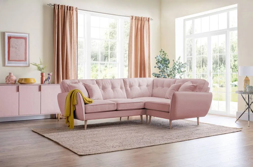 The Great Sofa Company Ailis 2 Corner 1 Faro Soft Pink in Dusty Pink