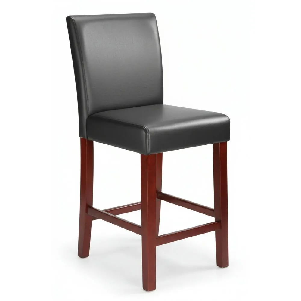 netfurniture Sayni Walnut Frame Kitchen Bar Stool Black Padded Seat & Back