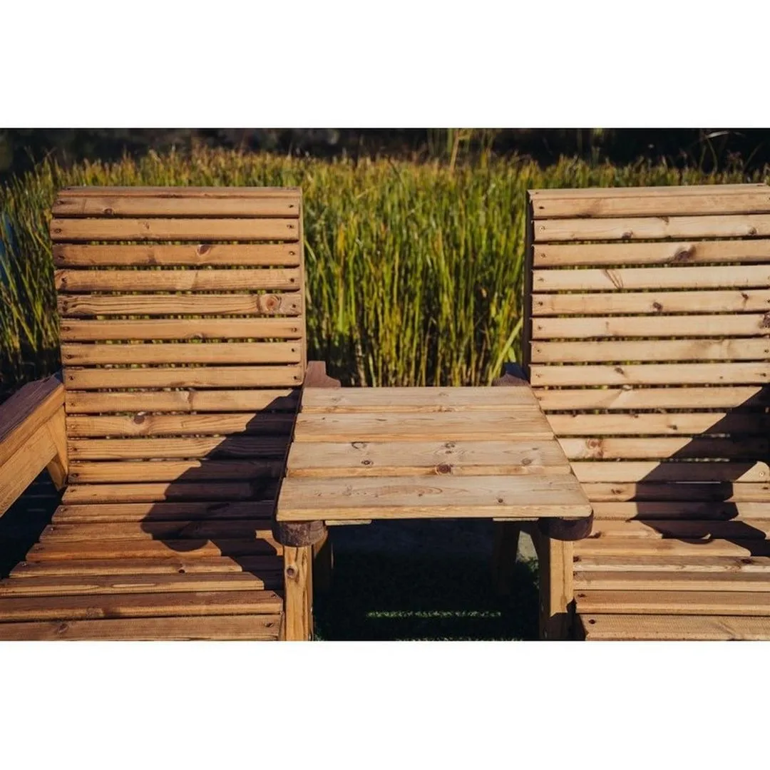 Churnet Valley Garden Furniture Ltd Valley Love Seat Square - Timber - Flat Pack - Partially Assembled in Brown 4