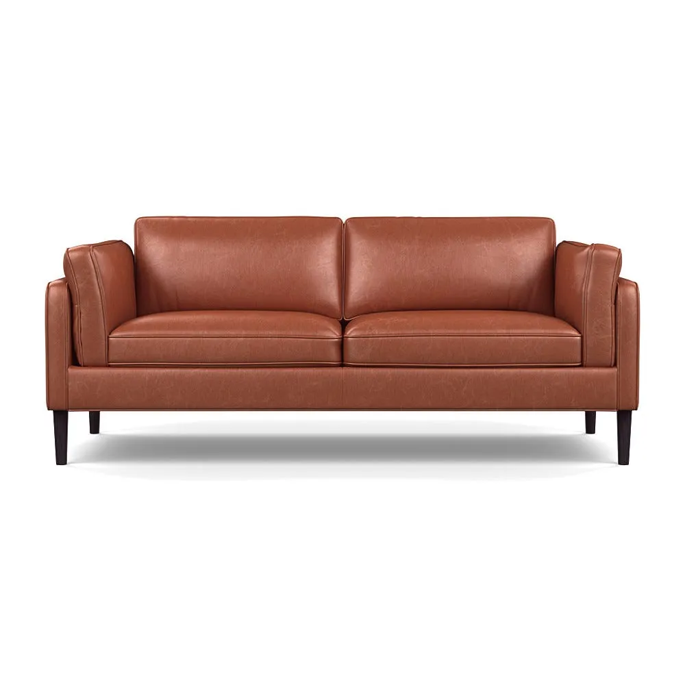 Heal's Sonno 3 Seater Leather Stonewash Light Brown 274 Wenge Black Feet 1