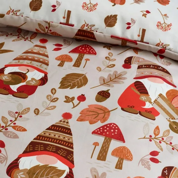 Catherine Lansfield Woodland Gnomes Duvet Cover & Pillowcase Set 4