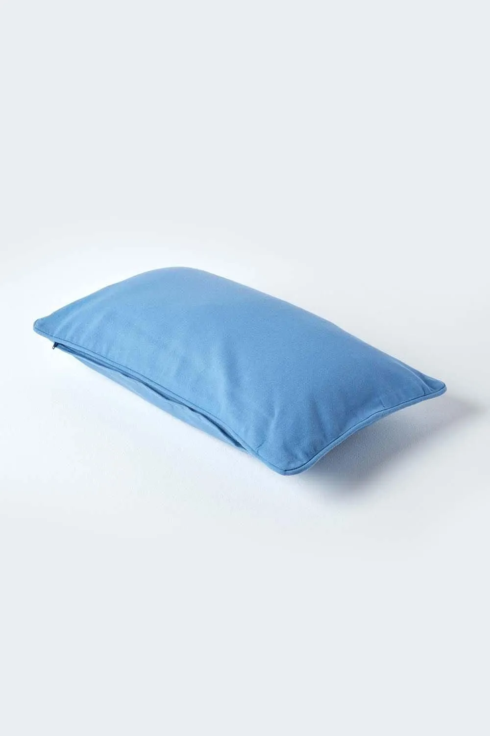 Homescapes Cotton Plain Cushion Cover in Bright Blue 3