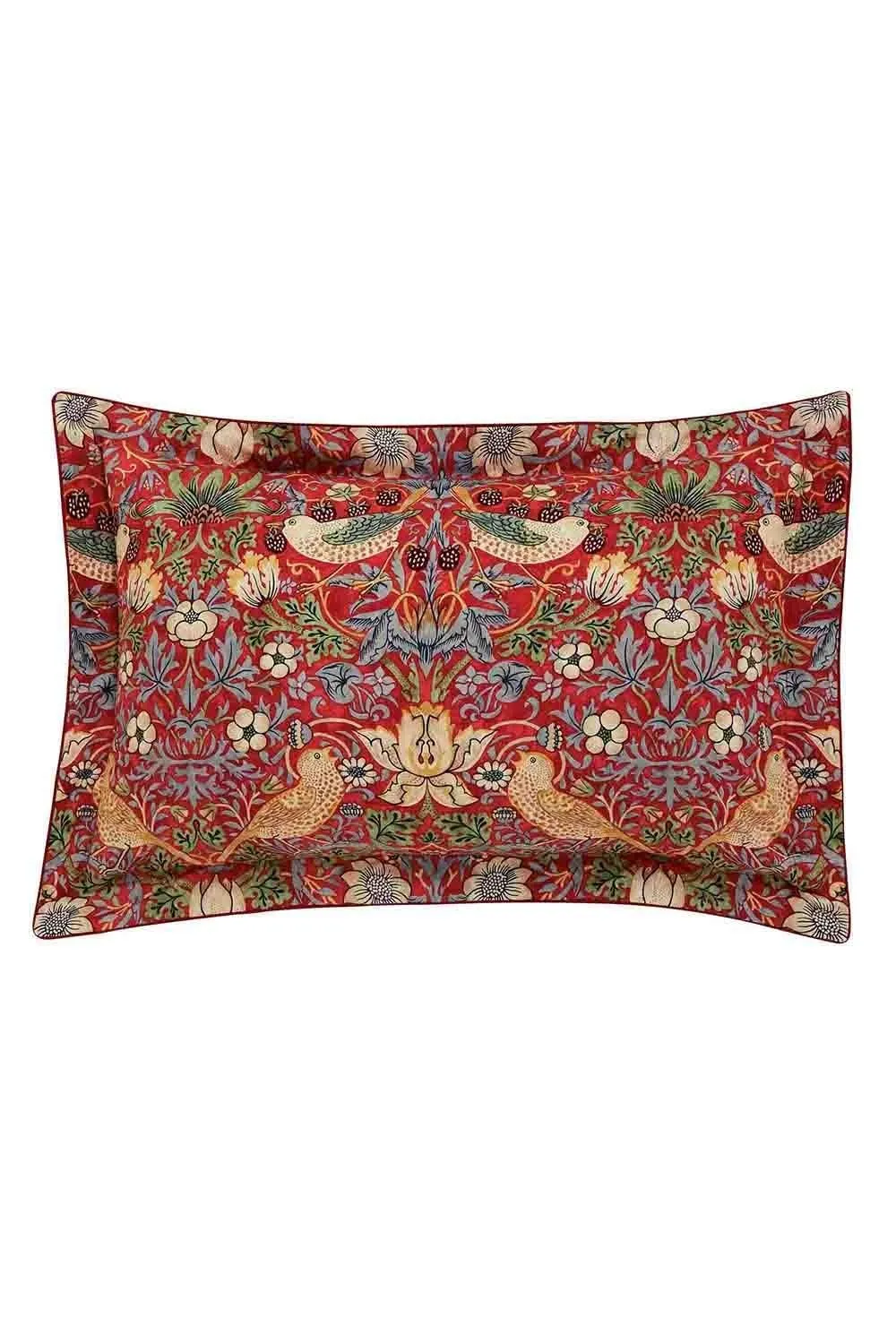 Morris & Co 'Strawberry Thief' Cotton Cover Set in Red 3