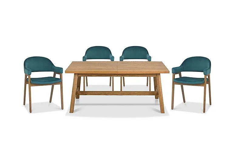 Stratford Small Extending Dining Table with 4 Fabric Dining Arm Chairs
