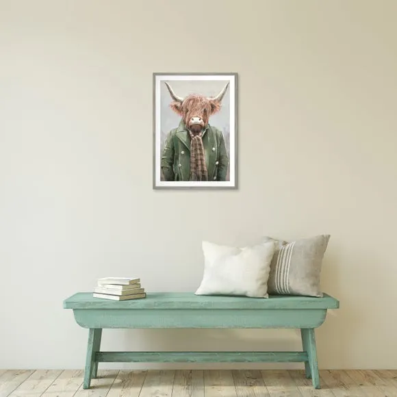 Cedar & Sage Angus Highland Cow Framed Print