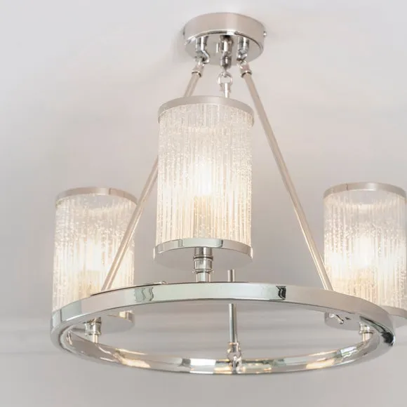 Vogue Easton Ribbed Glass Semi Flush Ceiling Light 6