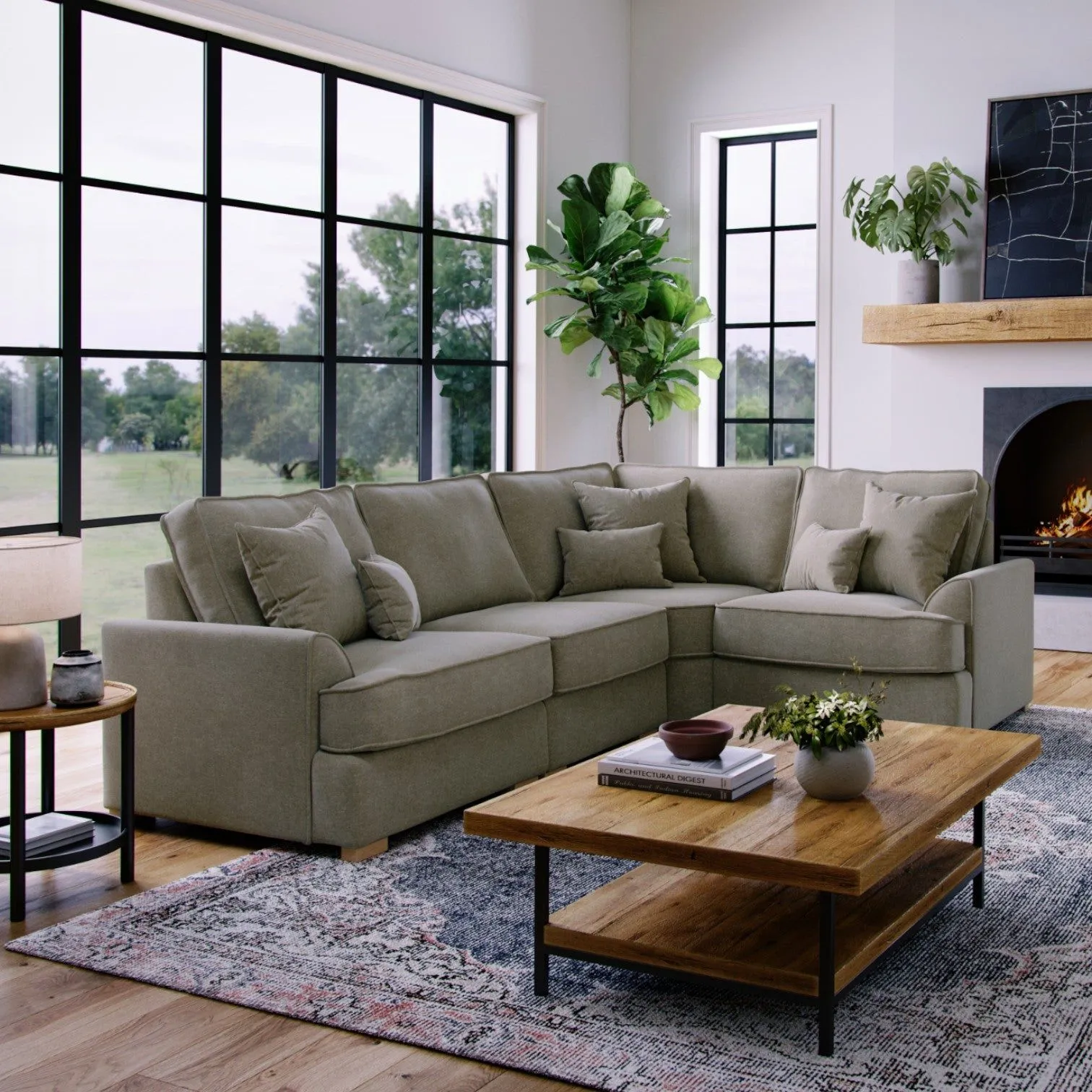 The Great Sofa Company Ophelia Right Hand Facing Chenille Corner Sofa in Grey