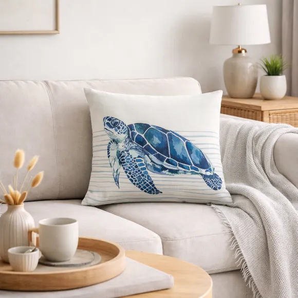 Watercolour Turtle Square Cushion Cover