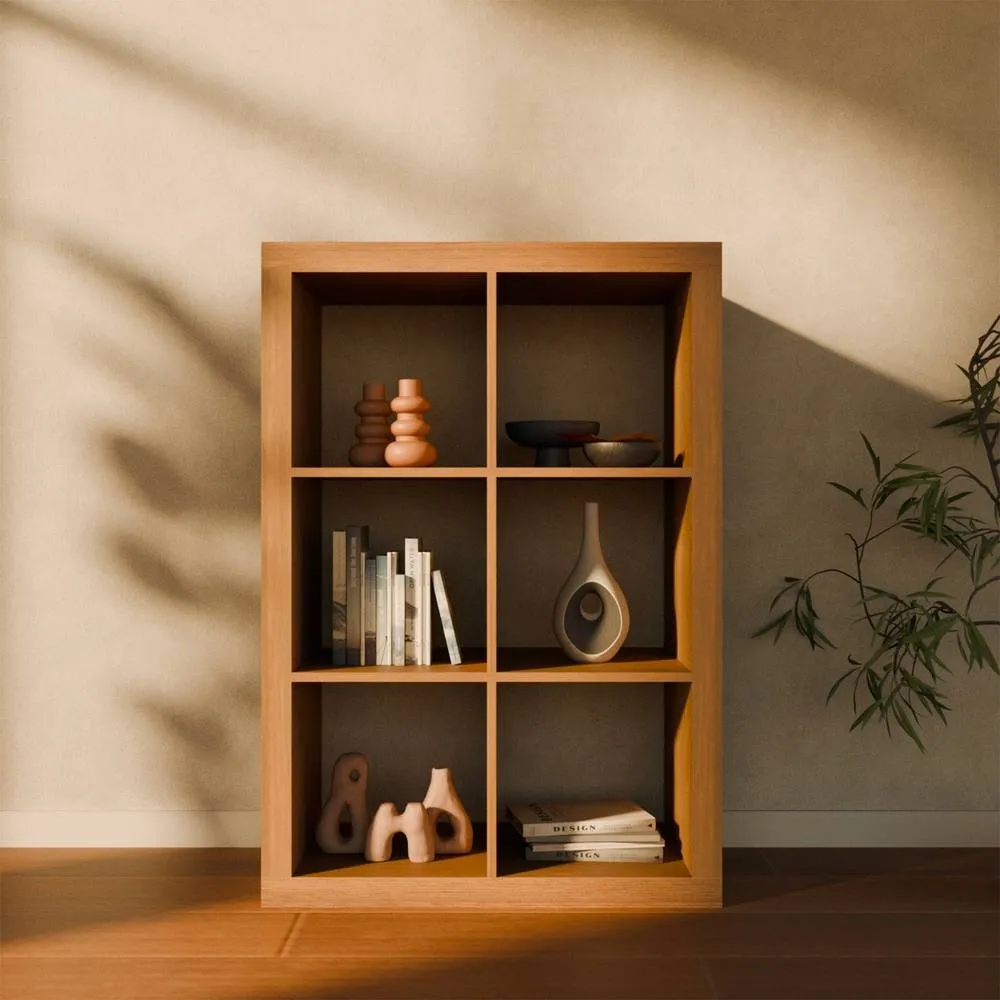 sweeek 2-level Bookshelf With 6 Compartments in Brown 6