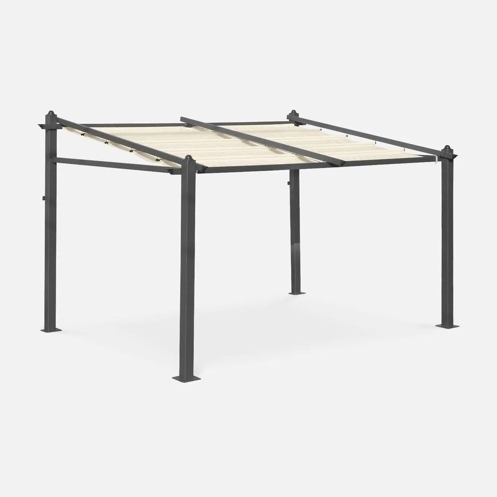 sweeek 3x4m Outdoor Retractable Aluminium Pergola With Canopy in White