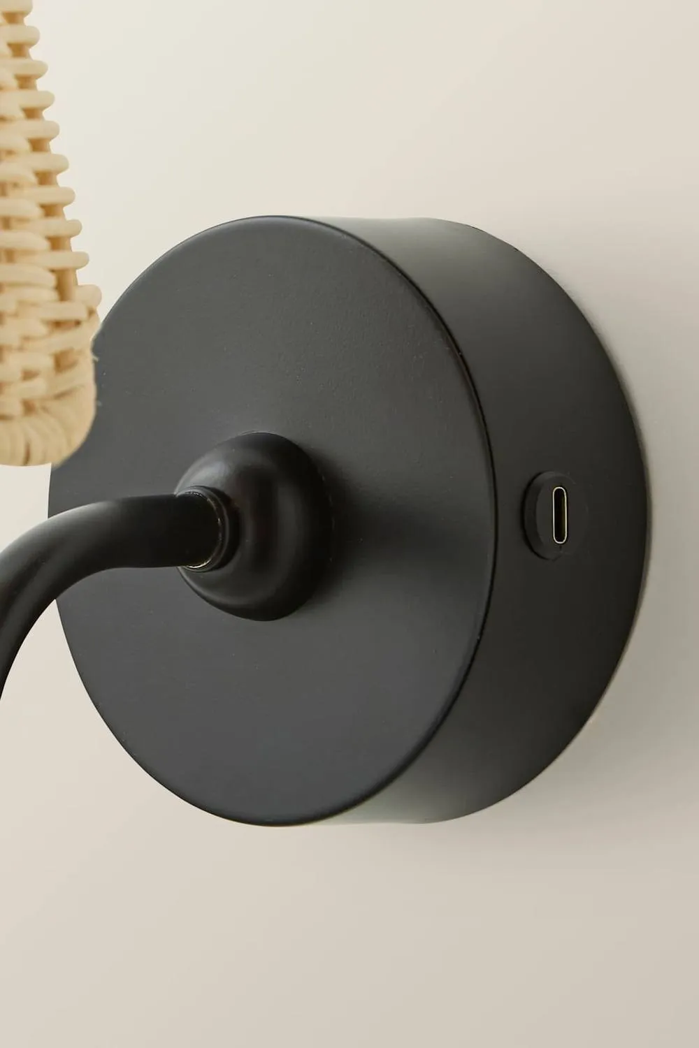 ValueLights Lowe Pair Rattan Taper Shade Metal Portable Rechargeable Wall Light in Black 5